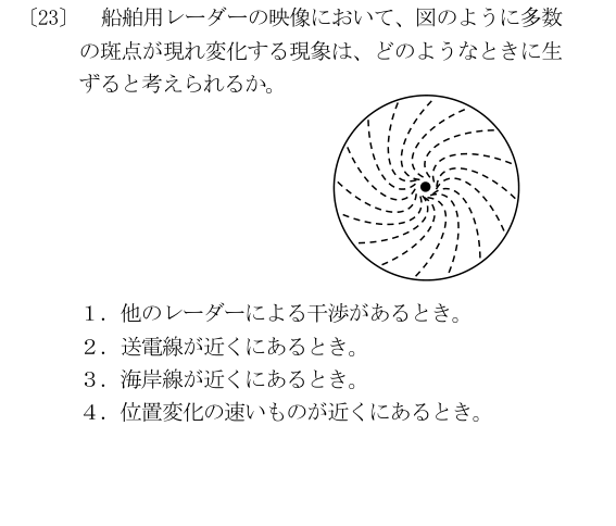 第二級海上特殊無線技士 2022年10月 問23 原問題図・選択肢