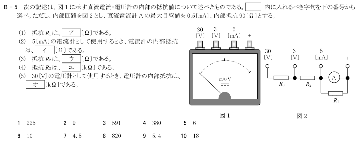 公式原問 B5 の図・数式・番号付き語群（原典配置）
