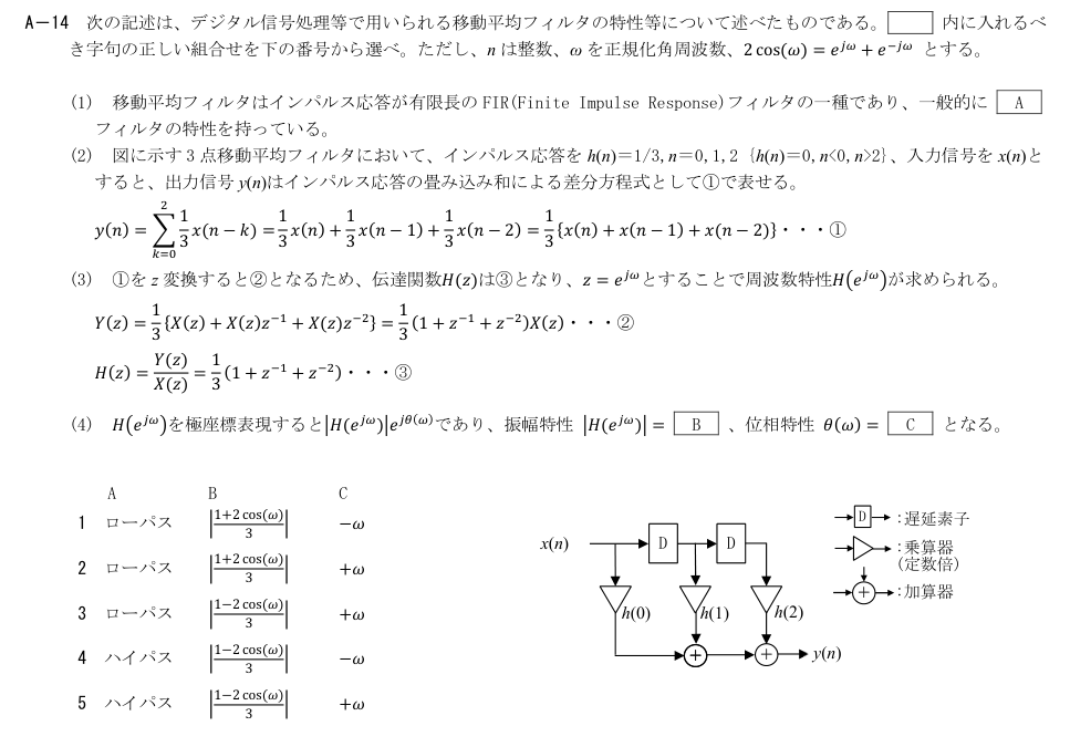 公式原問 A14 の図・数式・番号付き語群（原典配置）