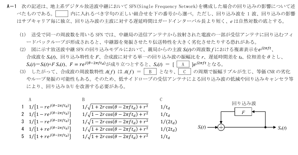 公式原問 A1 の図・数式・番号付き語群（原典配置）