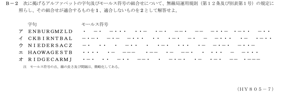 B-2の公式原問（日本無線協会）