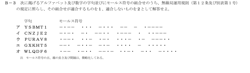 B-3の公式原問(日本無線協会)