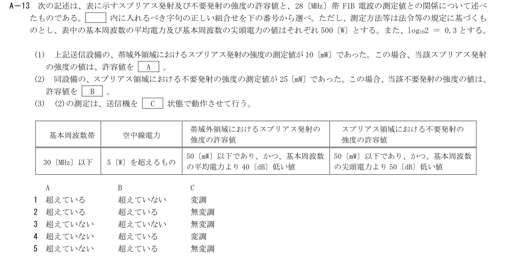 A-13の公式原問（日本無線協会）
