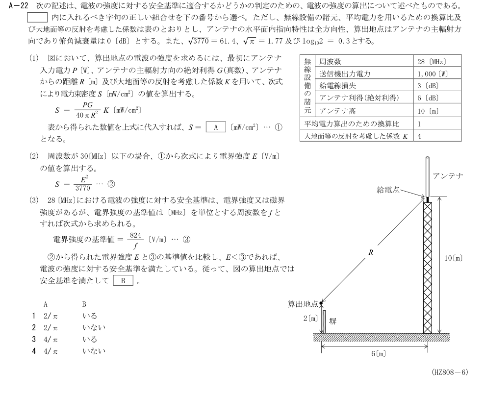 A-22の公式原問（日本無線協会）