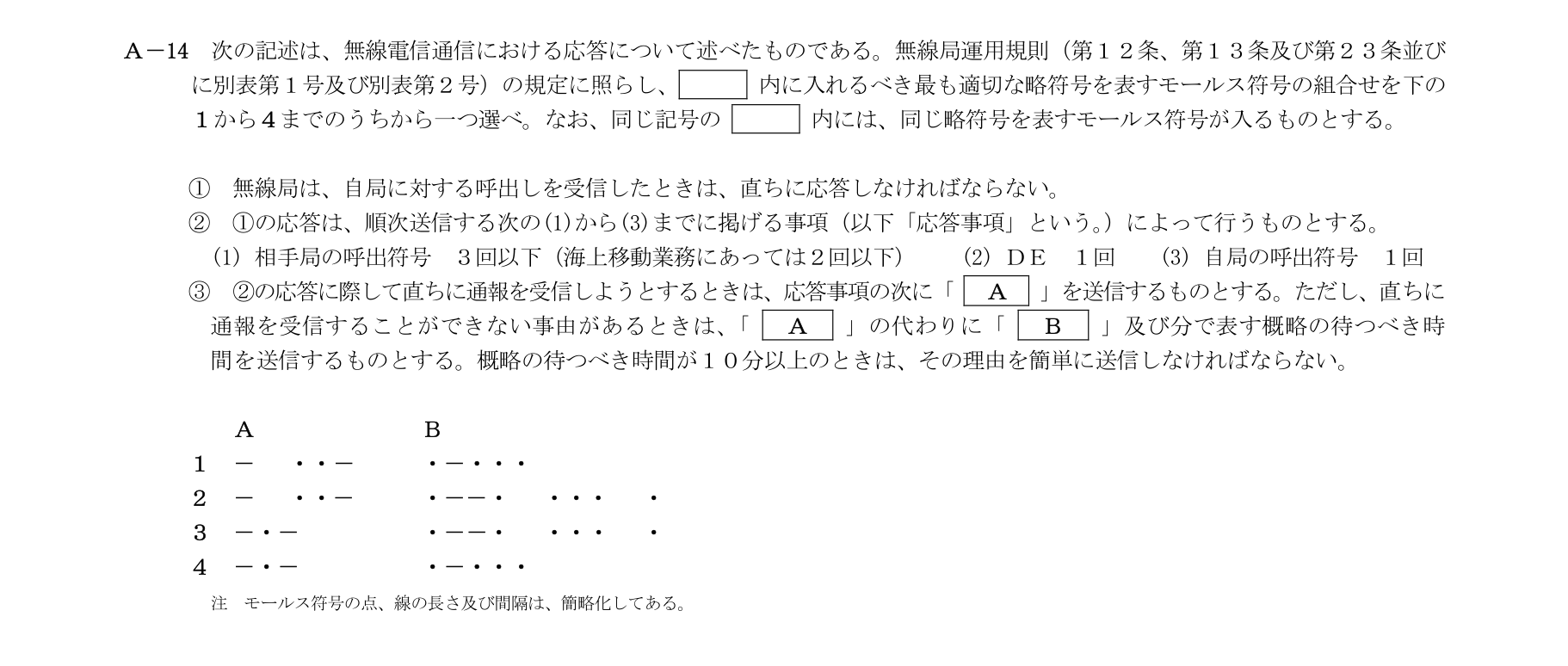 A-14の公式原問(日本無線協会)