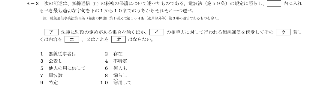 B-3の公式原問（日本無線協会）