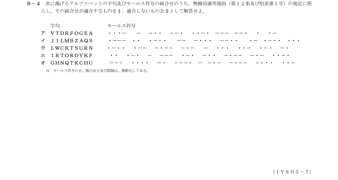 B-4の公式原問（日本無線協会）