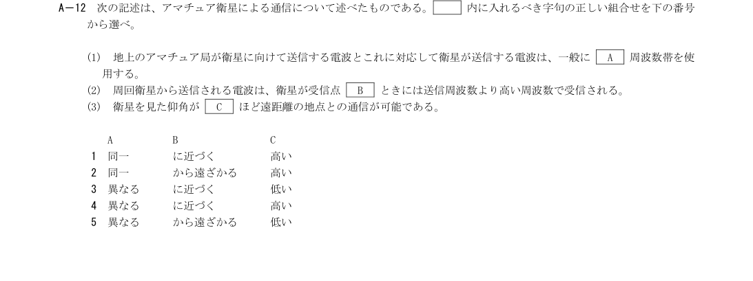 A-12の公式原問(日本無線協会)