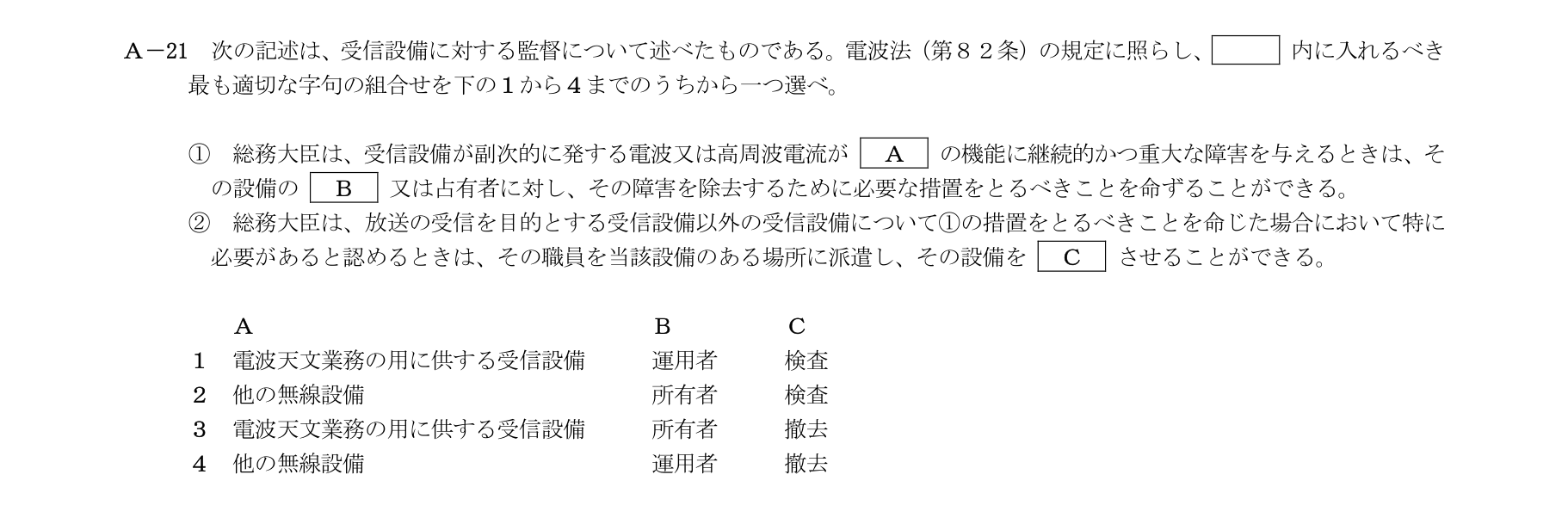 A-21の公式原問(日本無線協会)