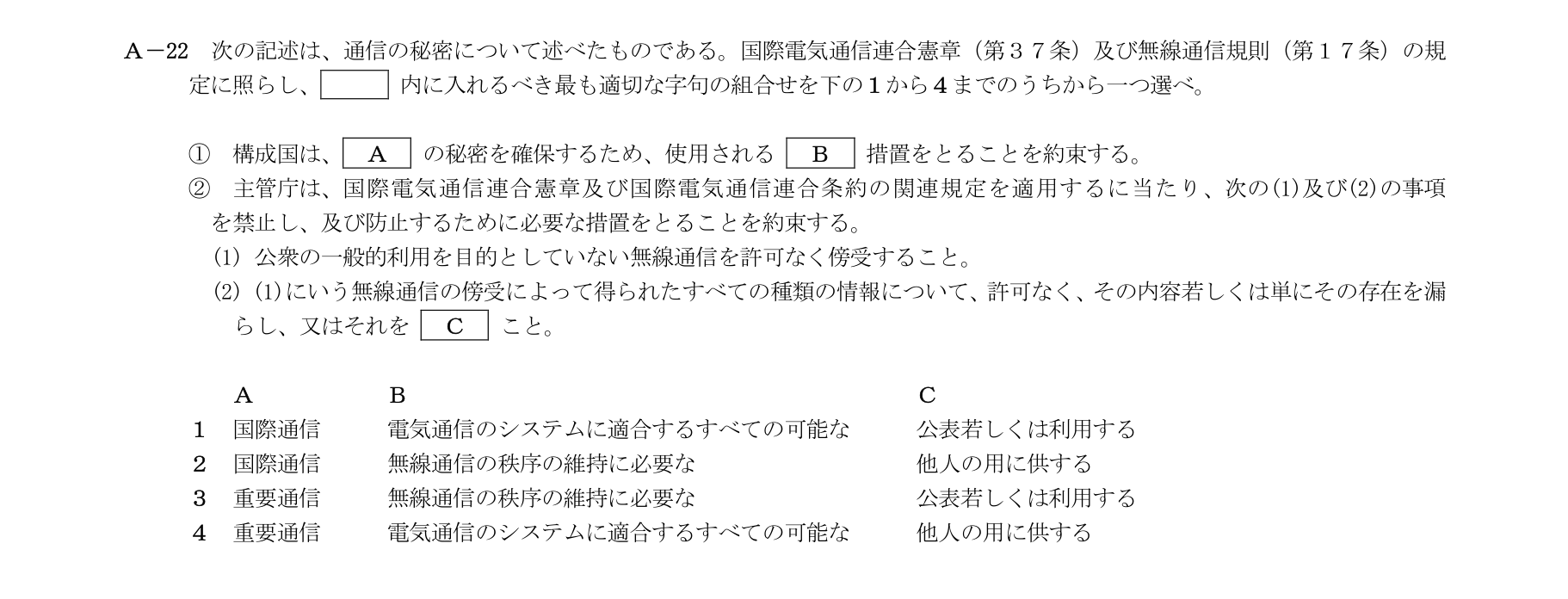 A-22の公式原問(日本無線協会)