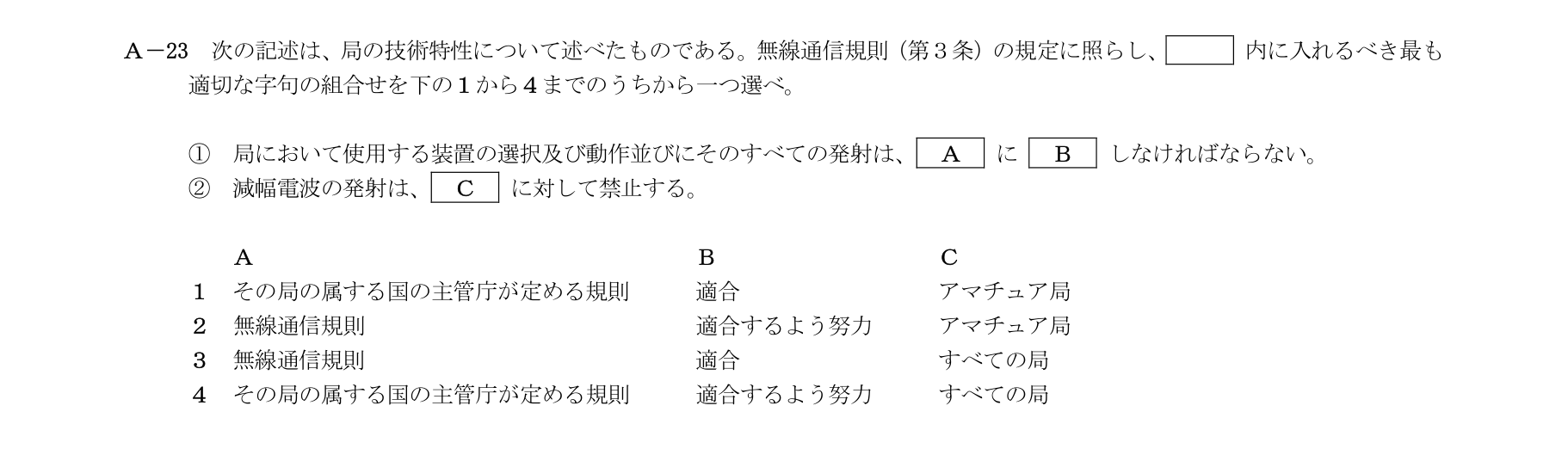 A-23の公式原問(日本無線協会)
