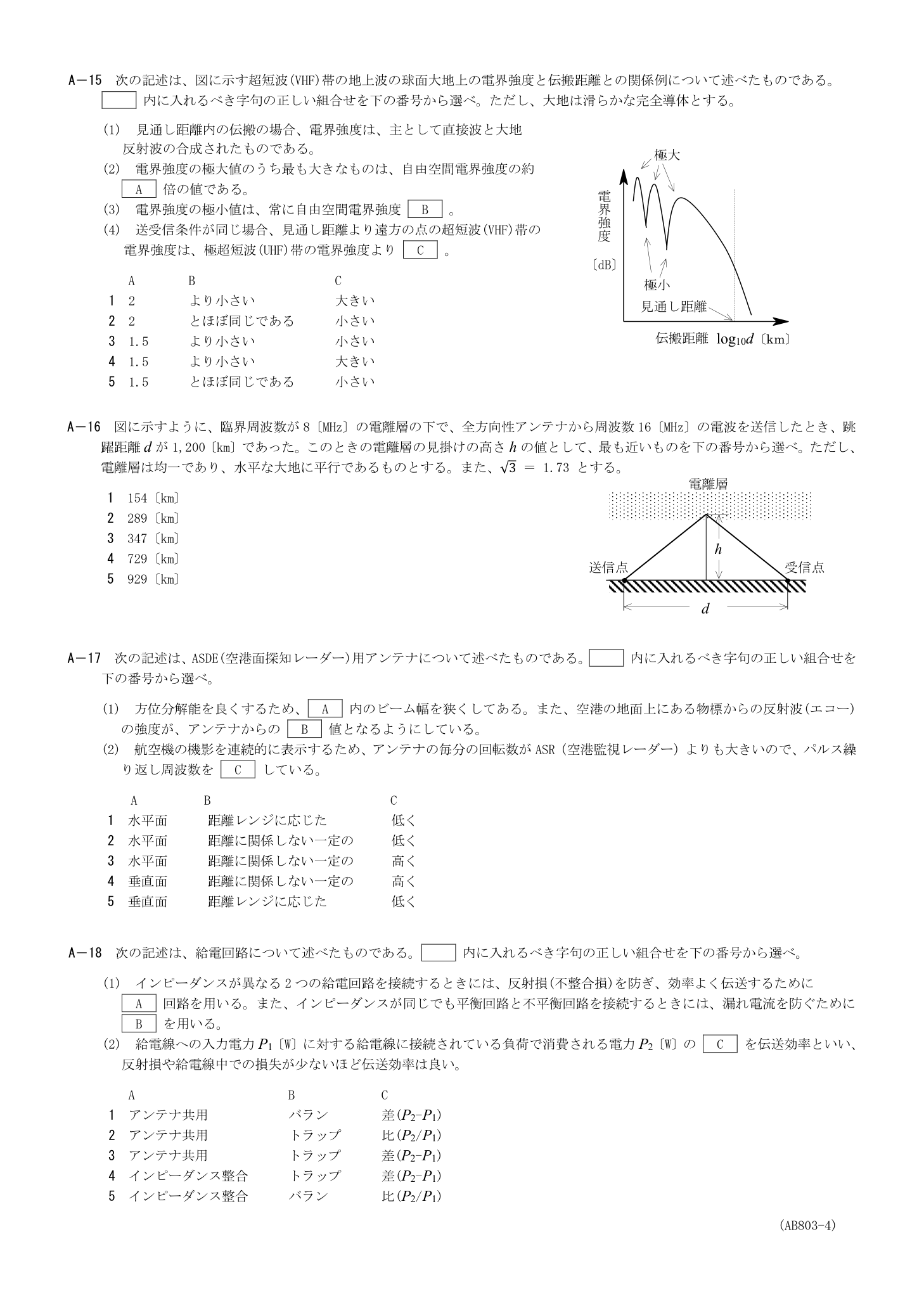 2026-03 第一級総合無線通信士 無線工学B A16 を含む公式原紙第4頁