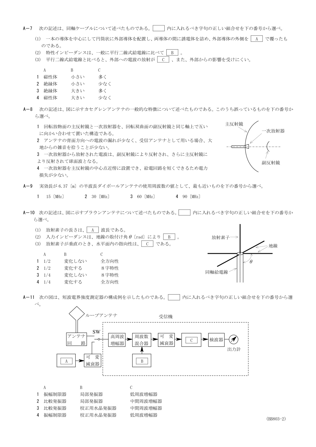2026-03 第二級総合無線通信士 無線工学B A8 原問題画像