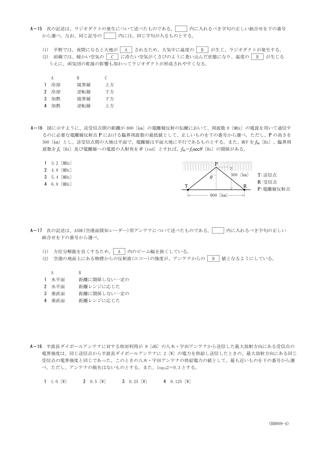 2026-09 第二級総合無線通信士 無線工学B A15 原問題画像