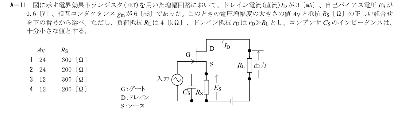 2026-03 第三級総合無線通信士 無線工学の基礎 A11 原問題画像(続き含む)