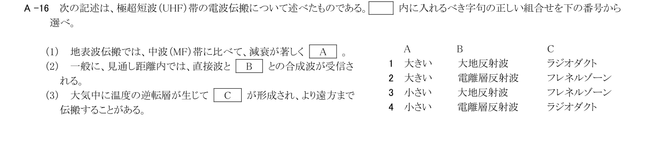 2026-03 第三級総合無線通信士 無線工学 A16 原問題画像(続き含む)
