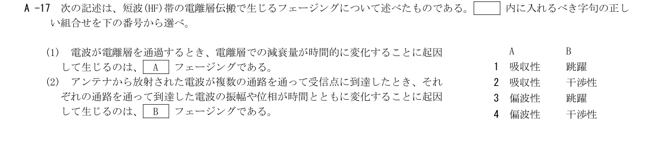 2026-09 第三級総合無線通信士 無線工学 A17 原問題画像(続き含む)