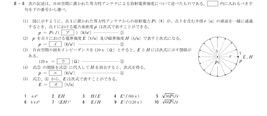 2026-09 第三級総合無線通信士 無線工学 B6 原問題・候補語群の切出し