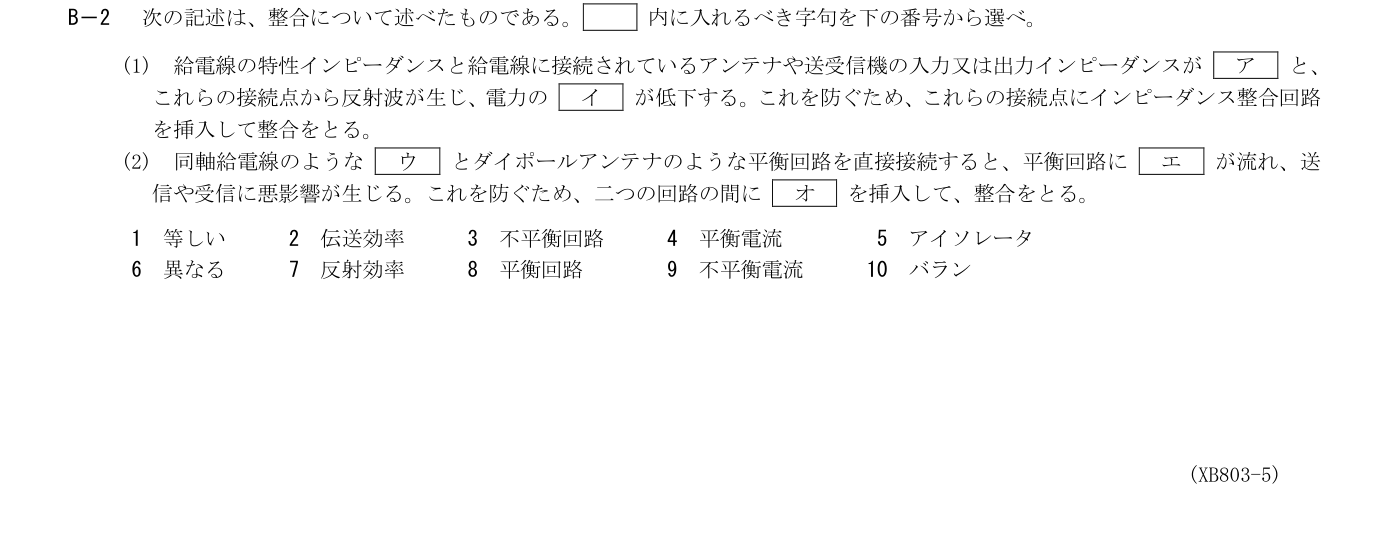 2026-03 第一級海上無線通信士 無線工学B B2 公式原問画像 1頁