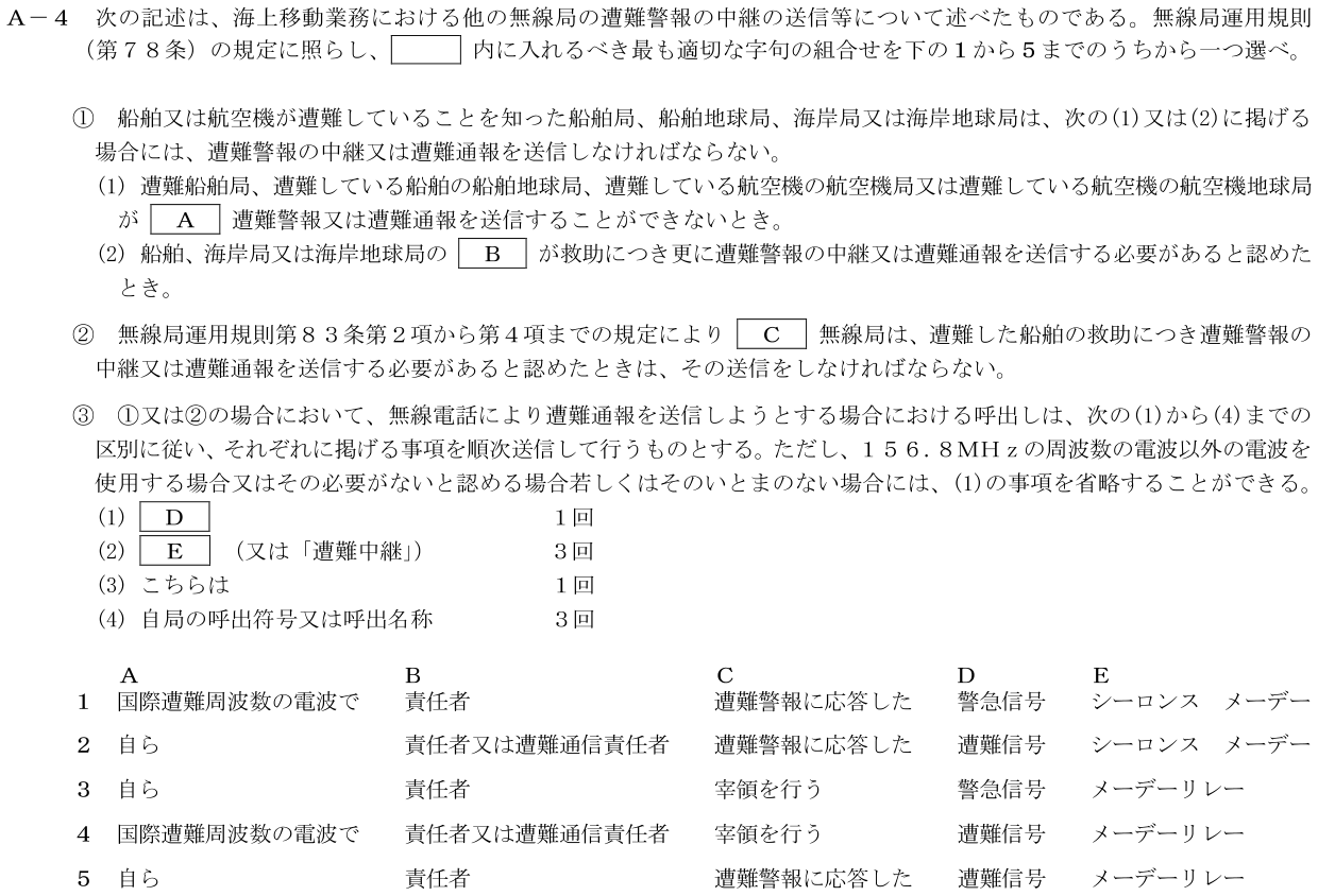 2026-09 第一級海上無線通信士 法規 A4 公式原問画像 1頁