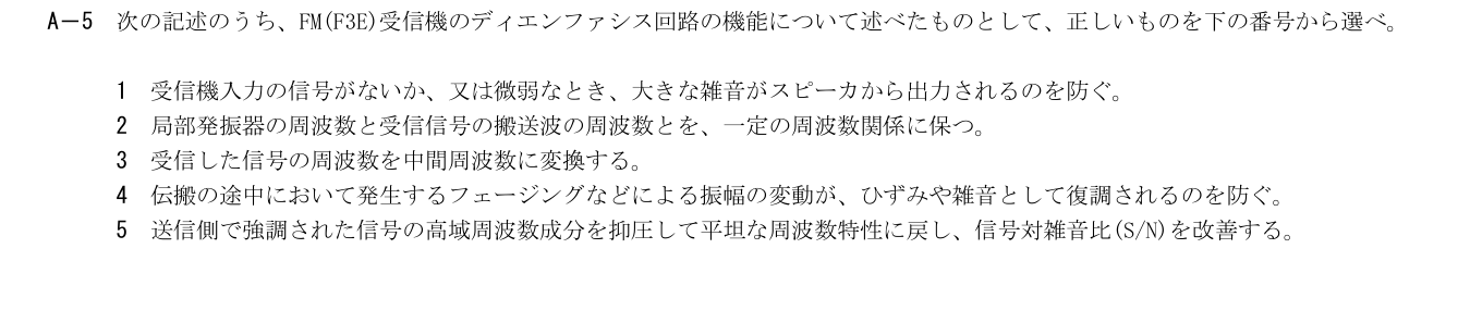 2026-09 第一級海上無線通信士 無線工学A A5 公式原問画像 1頁
