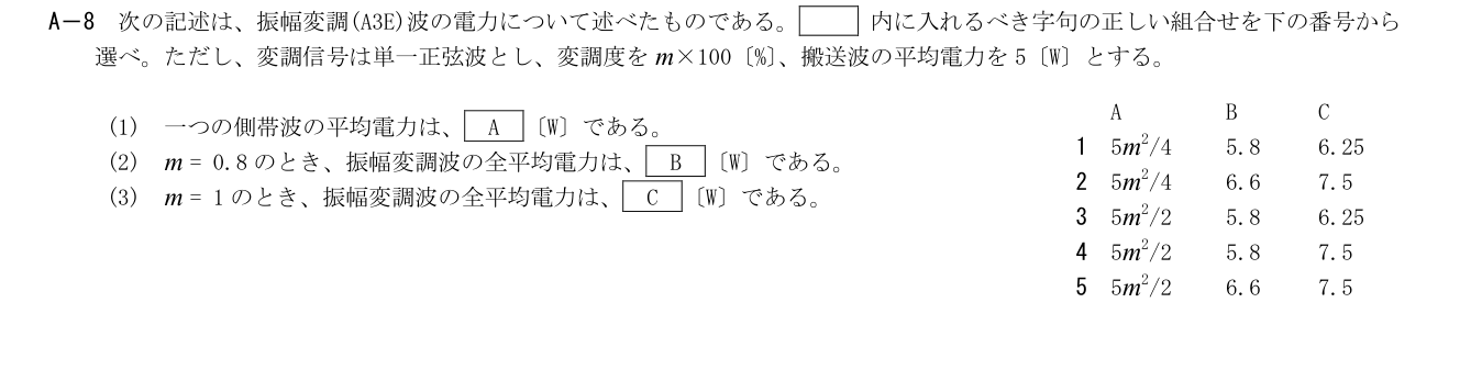 2026-09 第一級海上無線通信士 無線工学A A8 公式原問画像 1頁