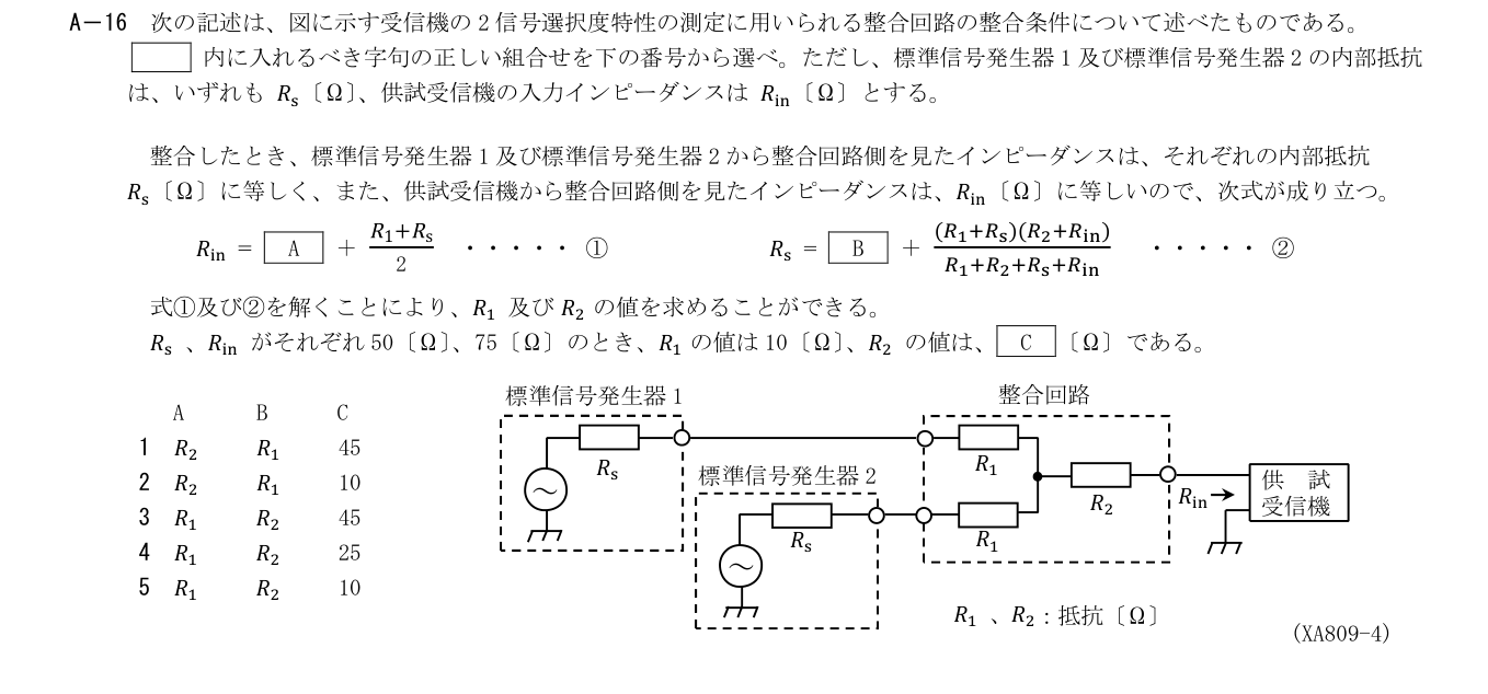 2026-09 第一級海上無線通信士 無線工学A A16 公式原問画像 1頁