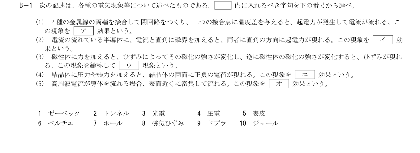 2026年3月 第二級海上無線通信士 無線工学の基礎 B1 原問題・原図・数式・選択肢