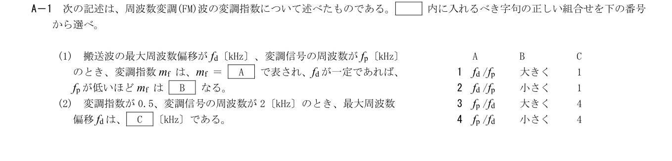 2026年3月 第二級海上無線通信士 無線工学A A1 原問題・原図・数式・選択肢