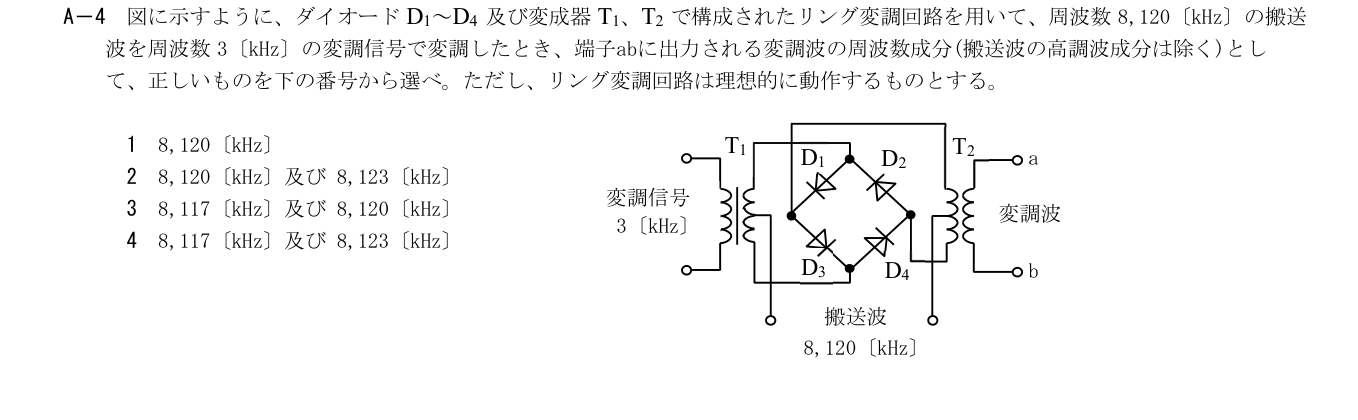 2026年3月 第二級海上無線通信士 無線工学A A4 原問題・原図・数式・選択肢