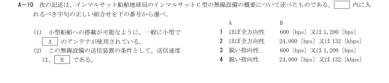 2026年3月 第二級海上無線通信士 無線工学A A10 原問題・原図・数式・選択肢