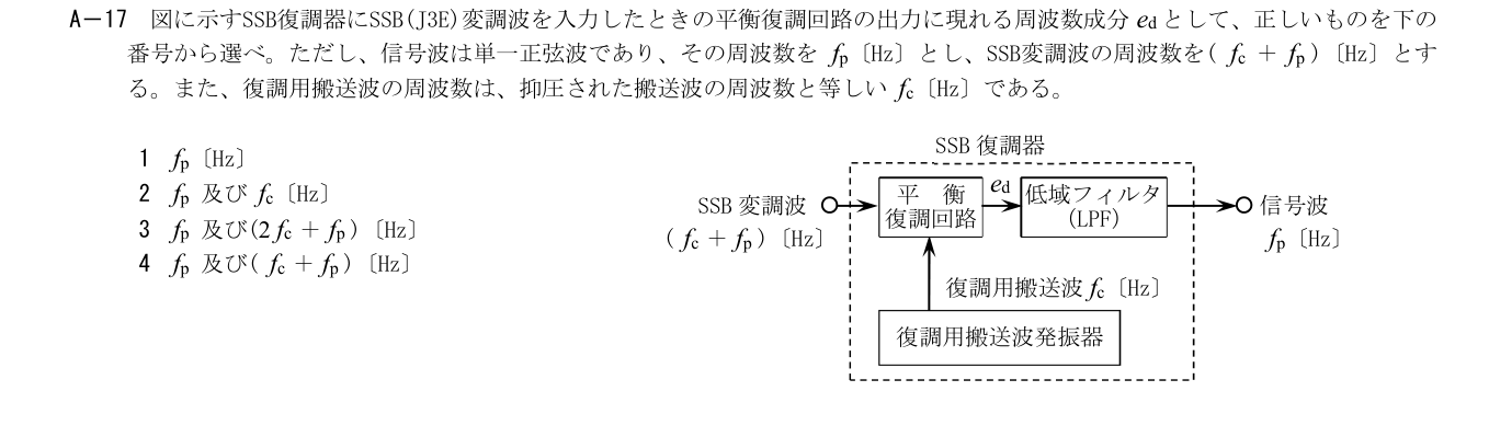 2026年3月 第二級海上無線通信士 無線工学A A17 原問題・原図・数式・選択肢
