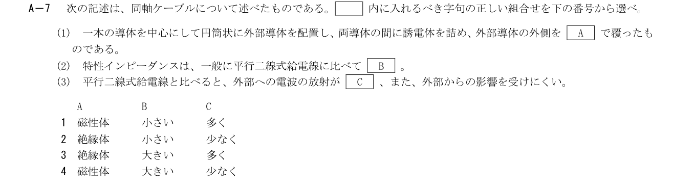 2026年3月 第二級海上無線通信士 無線工学B A7 原問題・原図・数式・選択肢