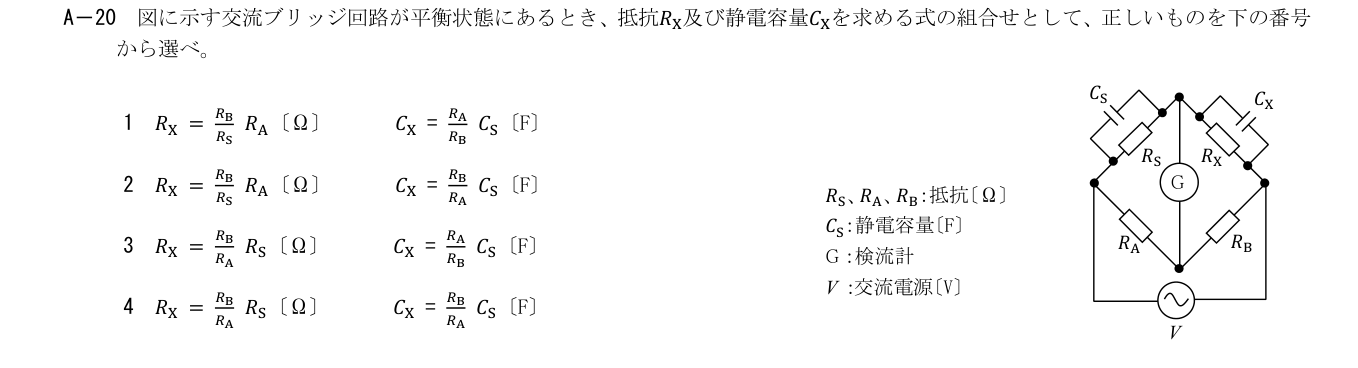 2026年9月 第二級海上無線通信士 無線工学の基礎 A20 原問題・原図・数式・選択肢