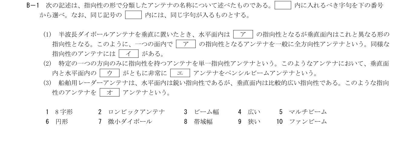 2026年9月 第二級海上無線通信士 無線工学B B1 原問題・原図・数式・選択肢