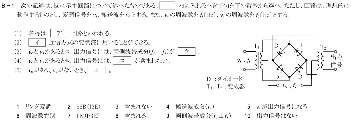 2026-03 第三級海上無線通信士 無線工学 B-1 原問題（本文・数式・図・選択肢）