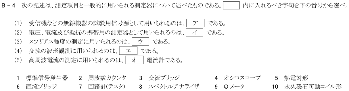 2026-03 第三級海上無線通信士 無線工学 B-4 原問題（本文・数式・図・選択肢）