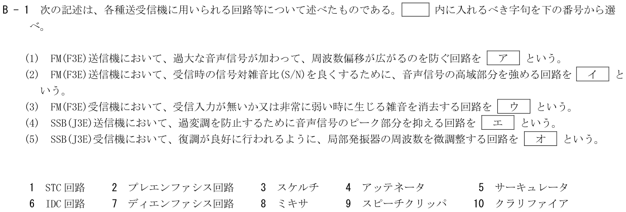 2026-09 第三級海上無線通信士 無線工学 B-1 原問題（本文・数式・図・選択肢）