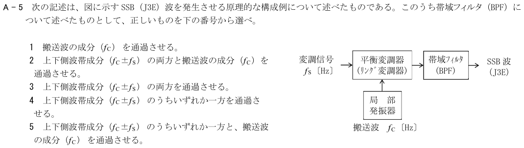 2026-02 第四級海上無線通信士 無線工学 A-5 原問題(本文・数式・図・選択肢)