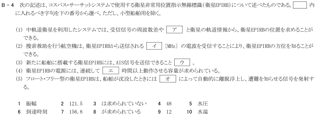 2026-02 第四級海上無線通信士 無線工学 B-4 原問題(本文・数式・図・選択肢)