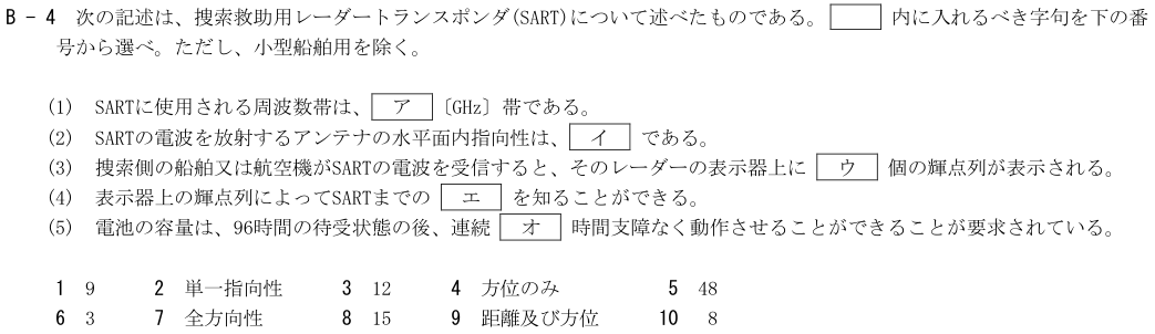 2026-08 第四級海上無線通信士 無線工学 B-4 原問題(本文・数式・図・選択肢)